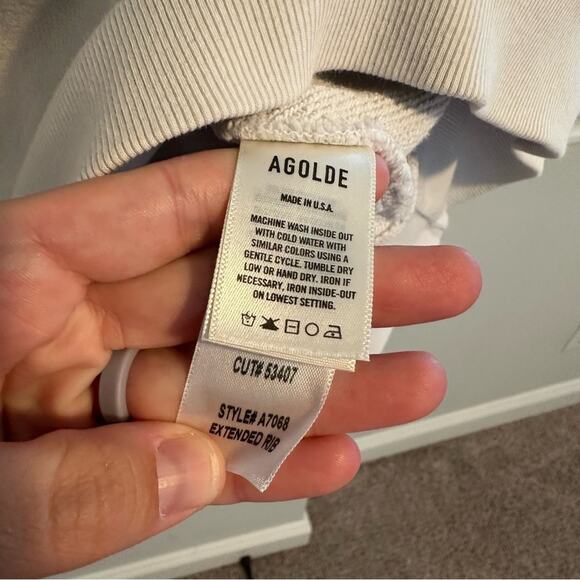 AGOLDE Blue Gray Neutral Cotton Ribbed Turtleneck Sweatshirt Medium - Picture 10 of 16